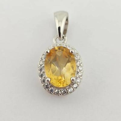 1.25ct Natural Unheated Citrine Oval Cut Sterling Silver Pendant 
