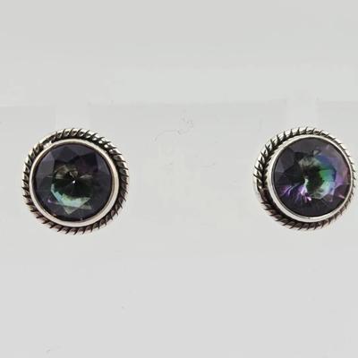 Natural Unheated Mystic Quartz Sterling Silver Earrings 