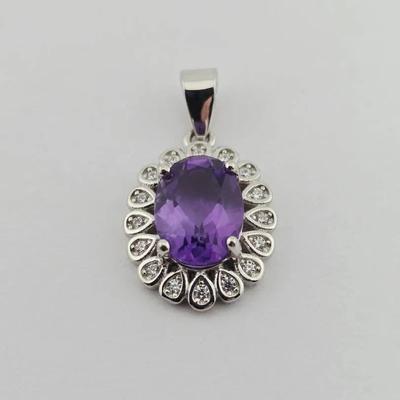 1.25ct Natural Unheated Amethyst Sterling Silver Pendant 