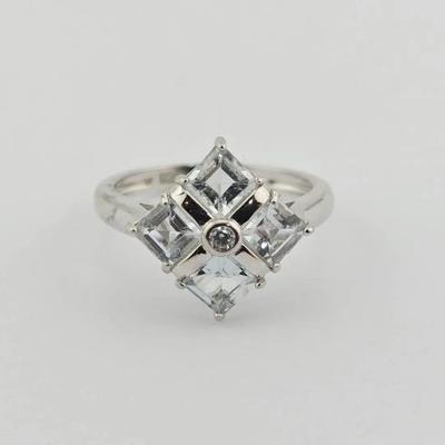 1ctw Natural Unheated Aquamarine Sterling Silver Ring 