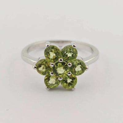 1.8ctw Natural Unheated Peridot Round Cut Sterling Silver Ring 