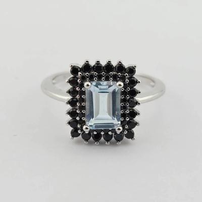 1.25ct Natural Sky Blue Topaz & Spinel Sterling Silver Ring 