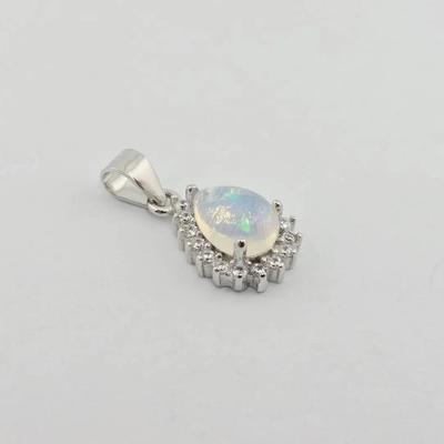 Natural Unheated Fire Opal Sterling Silver Pendant 