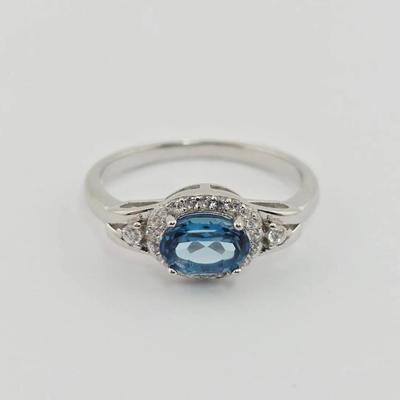 1.1ct Natural London Blue Topaz Oval Cut Sterling Silver Ring 