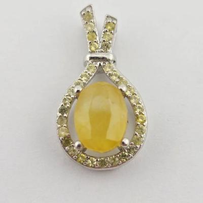 1.5ct Natural Heated Yellow Sapphire Sterling Silver Pendant 