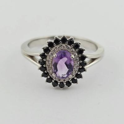 .85ct Natural Unheated Amethyst & Spinel Sterling Silver Ring 