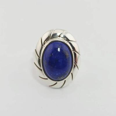 Lapis Lazuli Cabochon Sterling Silver Ring 