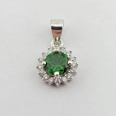 .5ct Natural Green Topaz Sterling Silver Pendant 