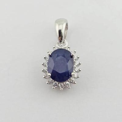 1.55ct Natural Heated Sapphire Sterling Silver Pendant 