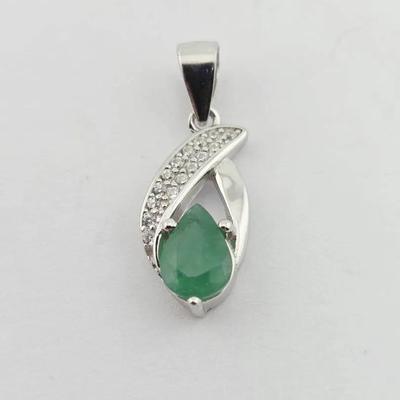 .4ct Natural Unheated Emerald Sterling Silver Pendant 