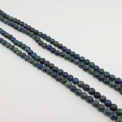 Double Strand Chrysocolla Bead Sterling Silver Necklace 