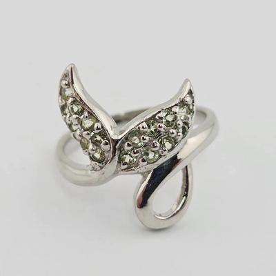 Natural Unheated Peridot Sterling Silver Ring 