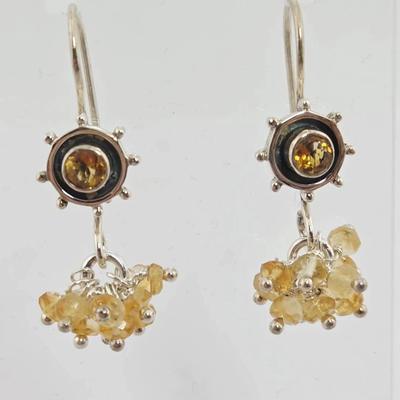 Natural Citrine Sterling Silver Earrings 