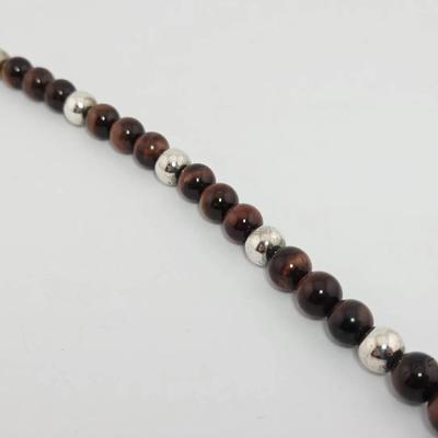 Sterling Silver Tiger's Eye Bead Bracelet 
