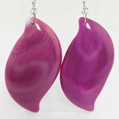 Sterling Silver Purple Agate Dangle Earrings 