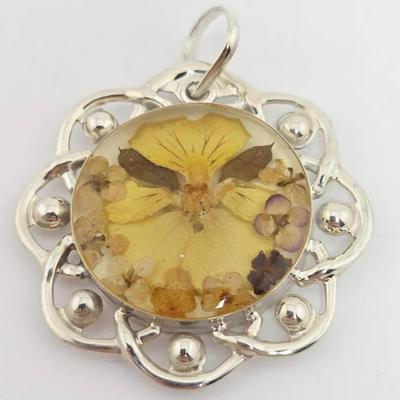 Sterling Silver Dried Flower Pendant 