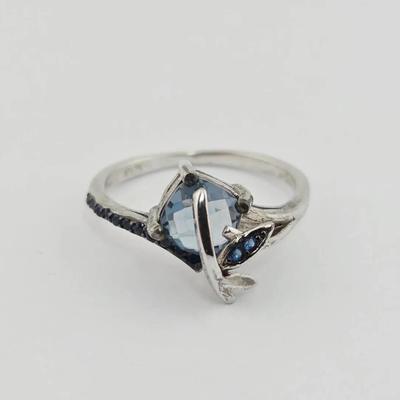 Natural London Blue Topaz Sterling Silver Ring 