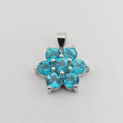 2.1ctw Natural Paraiba Blue Topaz Sterling Silver Pendant 