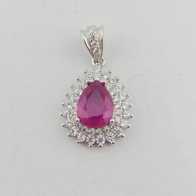 1ct Natural Heated Ruby Sterling Silver Pendant 