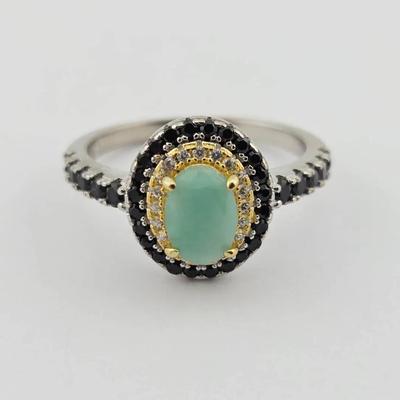 .85ct Natural Unheated Emerald & Spinel Sterling Silver Ring 