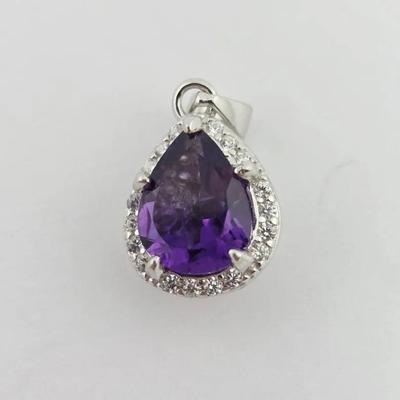 1.25ct Natural Unheated Amethyst Sterling Silver Pendant 