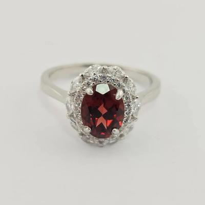 1.4ct Natural Unheated Garnet Oval Cut Sterling Silver Ring 