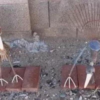 Unique Metal Bird Sculptures (2) (Made From Rakes)