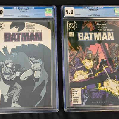 CGC Graded Batman Comics, 9.0 #406 & #407 1987