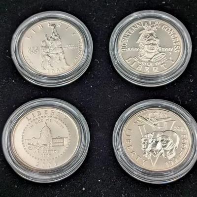 4 US Commemorative Proof Coins: 1989 Congressional, 1995 Civil War, 1995 Olympics, & 2001 Capital