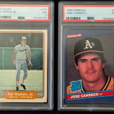 2 Graded PSA-7 Baseball Cards: 1986 Cal Ripken Jr. & 1986 Jose Canseco