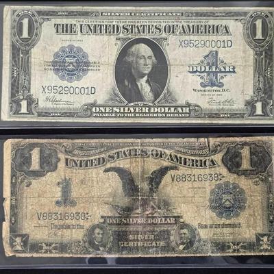 1899 $1.00 Black Eagle and 1923 $1.00, Large Notes/Silver Certificates