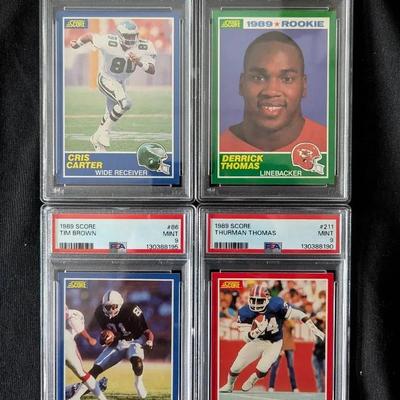 PSA Graded 1989 Score Football Star Cards - Thomas, Carter, & Brown