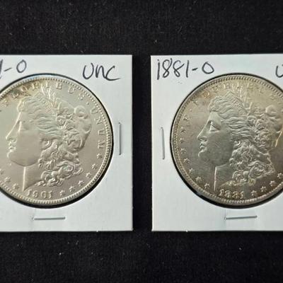 1881-O and 1901-O Uncirculated Silver Morgan Dollars