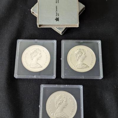 3 Silver 1984 Canadian Commemorative Dollars
