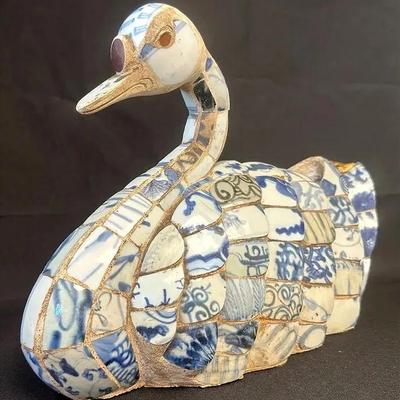 Asian Vintage Porcelain Tiled Duck 