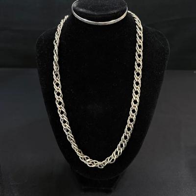 925 Sterling Silver Chain Necklace (17”) & Bracelet (7”) Set – Made in Italy