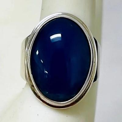Sterling Silver Blue Cabochon Ring