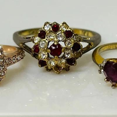 Trio Of Electro-Gold-Plate Rings