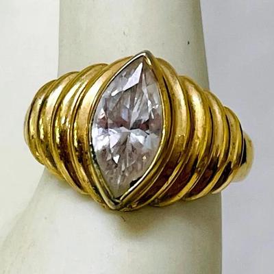 14KGF Cubic Zirconia Marquis Ring