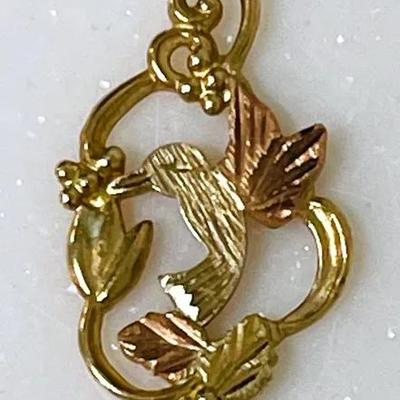 10K Gold Hummingbird Pendant