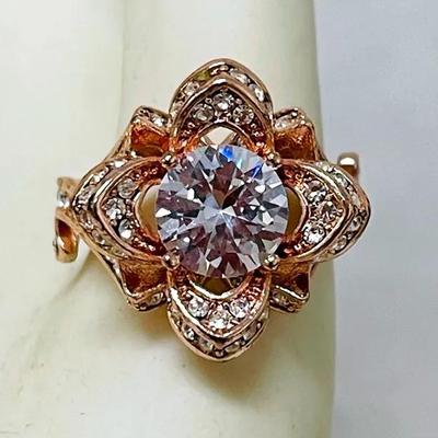 Sterling Silver Rose Gold Cocktail Ring