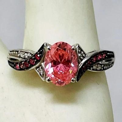 Pink CZ Sterling Silver Ring