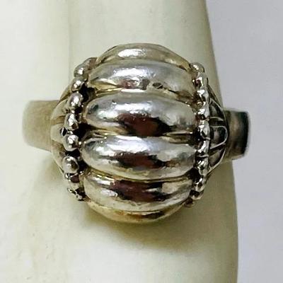 Sterling Silver Ridged Dome Ring