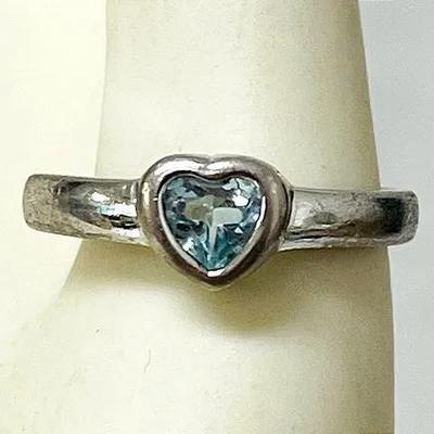 Sterling Silver Heart Sapphire Ring