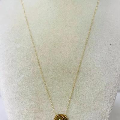 10K Dainty Chain and Swirl Pendant 