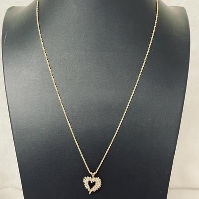 14K Gold and Diamond Heart Necklace