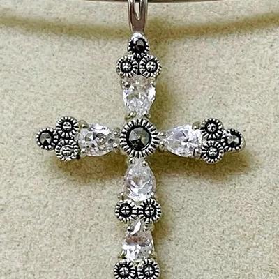 Sterling Silver Marcasite Cross Pendant