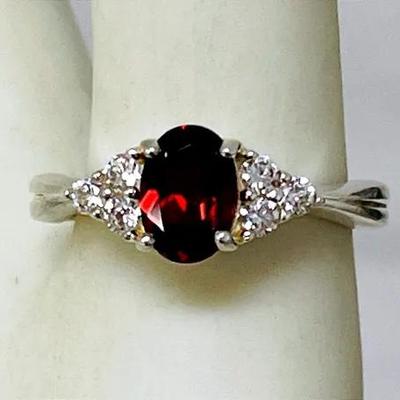 Sterling Silver and Red Garnet Ring