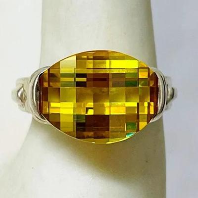 Yellow Tourmaline Sterling Silver Ring
