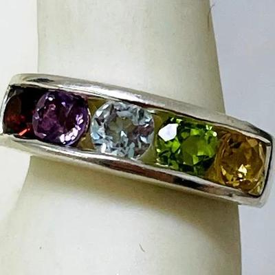 Multi-stone Sterling Silver Ring